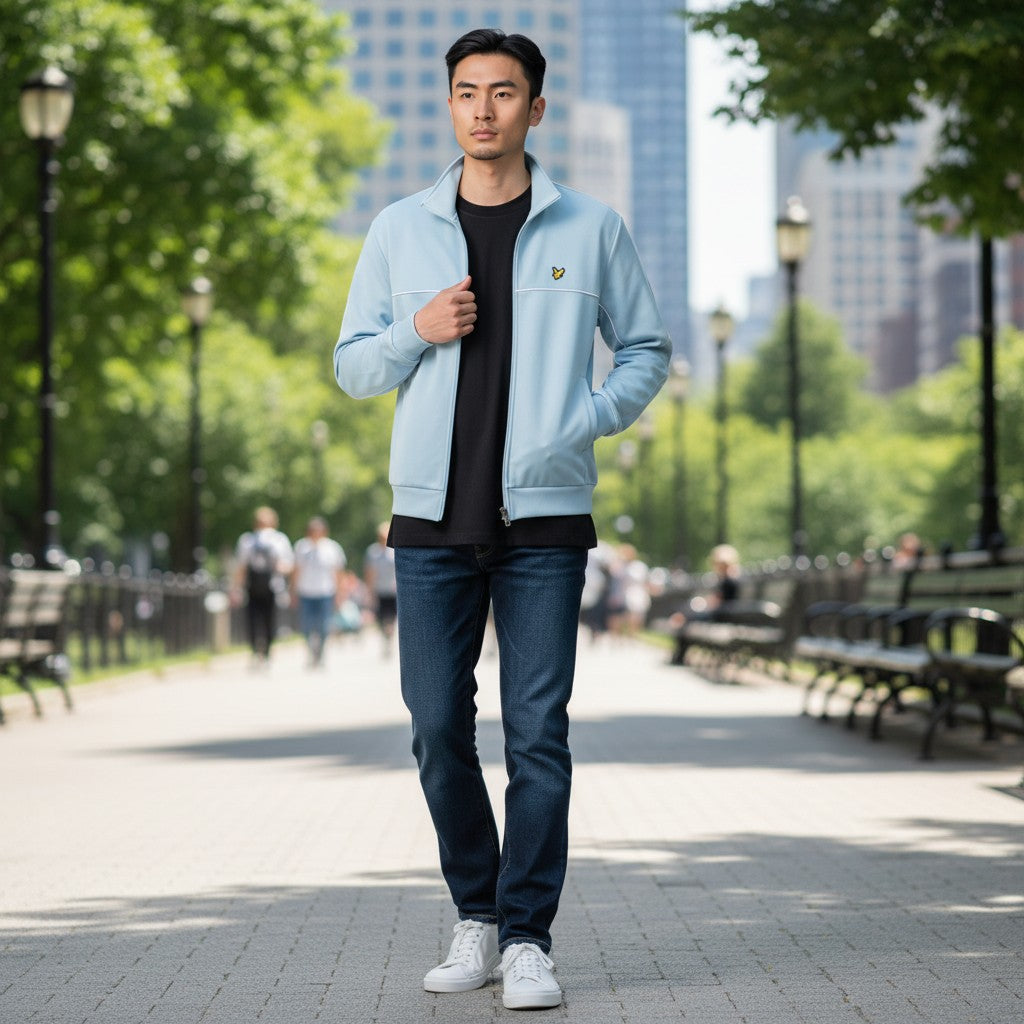Lyle & Scott - Mens Piped Full Zip Track Top - Opal Blue - ML2507V W596 - Wildvine Clothing, Spalding, Lincolnshire