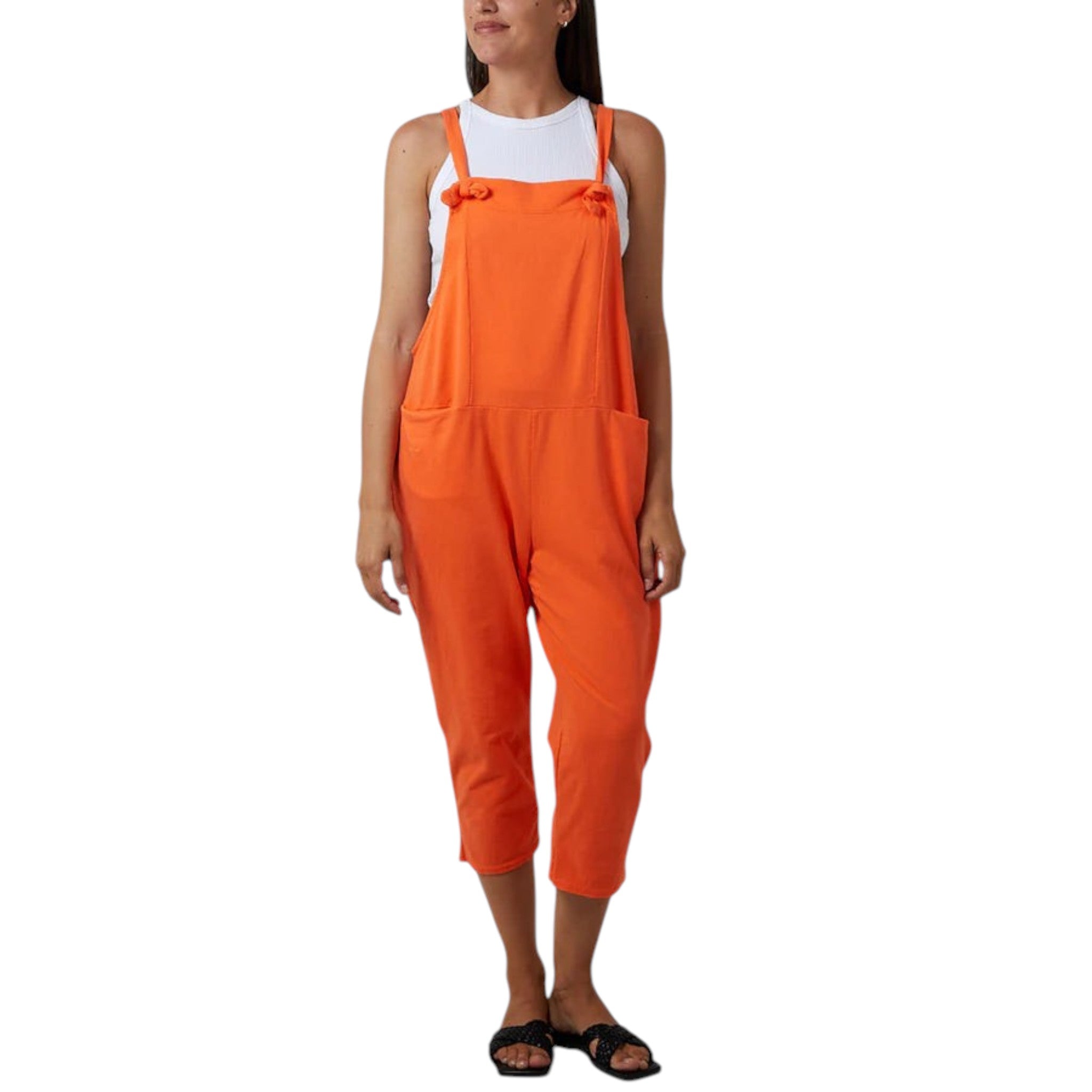 Moda - Ladies - Bow Detail Cotton Dungaree - Orange - Wildvine Clothing, Spalding, Lincolnshire