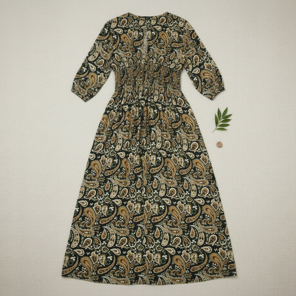 Misumi - Ladies -V Neck Wrap - Midi Dress - Khaki - Wildvine Clothing, Spalding, Lincolnshire