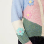 Wild Flower - Ladies - Colour Block Knit Flowers Cardigan - Wildvine Clothing, Spalding, Lincolnshire