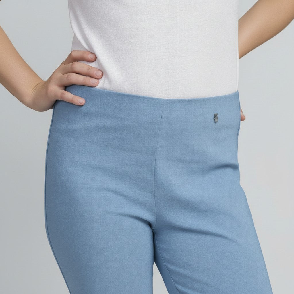 Pinnns - Ladies - Slim Leg Bengaline Ankle Grazer With Back Split - Petrol Blue 302CT - Wildvine Clothing, Spalding, Lincolnshire