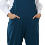Moda - Ladies - Bow Detail Cotton Dungaree - Petrol - Wildvine Clothing, Spalding, Lincolnshire