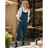 Moda - Ladies - Bow Detail Cotton Dungaree - Petrol - Wildvine Clothing, Spalding, Lincolnshire
