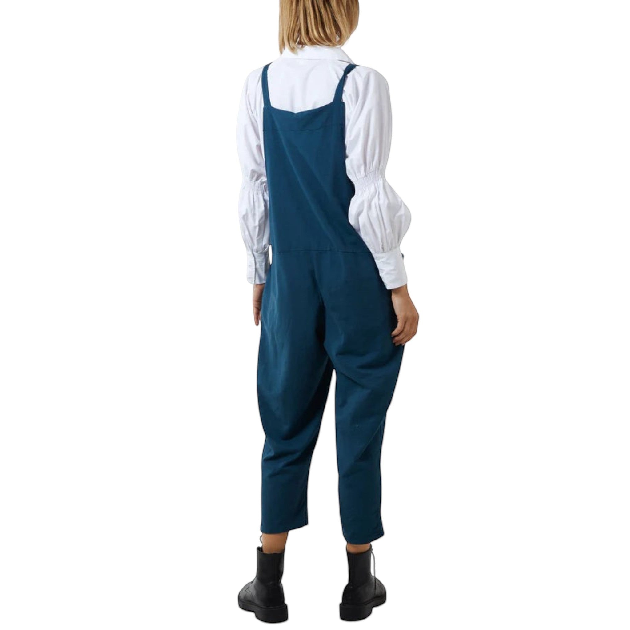 Moda - Ladies - Bow Detail Cotton Dungaree - Petrol - Wildvine Clothing, Spalding, Lincolnshire
