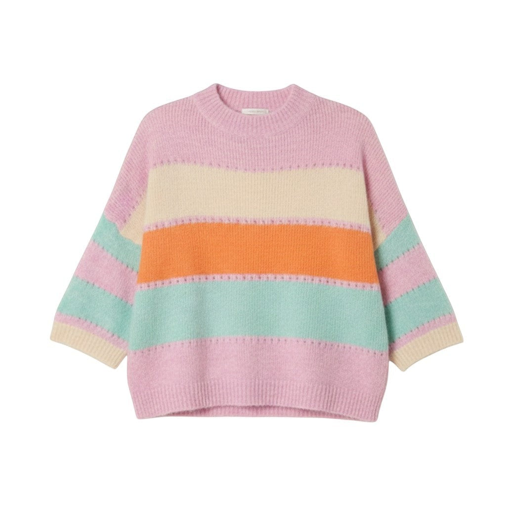 Wild Flower - Ladies - Wide Sleeve Colourblock Knit Jumper - Pink - Wildvine Clothing, Spalding, Lincolnshire