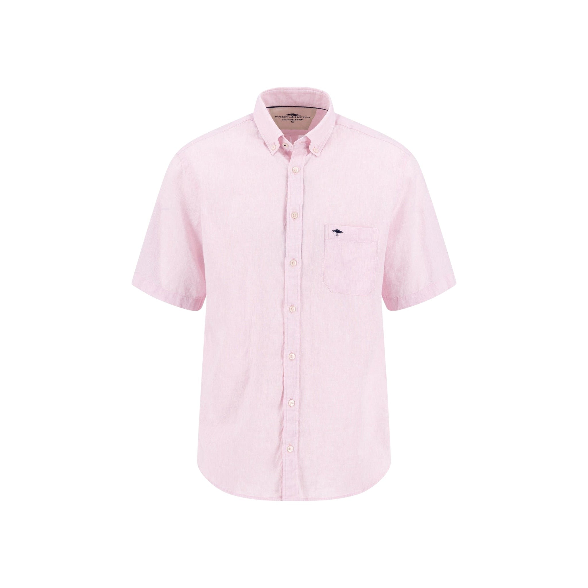 Fynch-Hatton Men's Summer Linen Short Sleeve Casual Shirt - Pastel Pink - Wildvine Clothing, Spalding, Lincolnshire