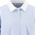 Fynch-Hatton - Ladies Blouse - Mini Check Collar - Powder Blue - 26101143 639 - Wildvine Clothing, Spalding, Lincolnshire