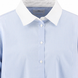 Fynch-Hatton - Ladies Blouse - Mini Check Collar - Powder Blue - 26101143 639 - Wildvine Clothing, Spalding, Lincolnshire