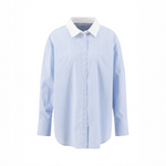 Fynch-Hatton - Ladies Blouse - Mini Check Collar - Powder Blue - 26101143 639 - Wildvine Clothing, Spalding, Lincolnshire