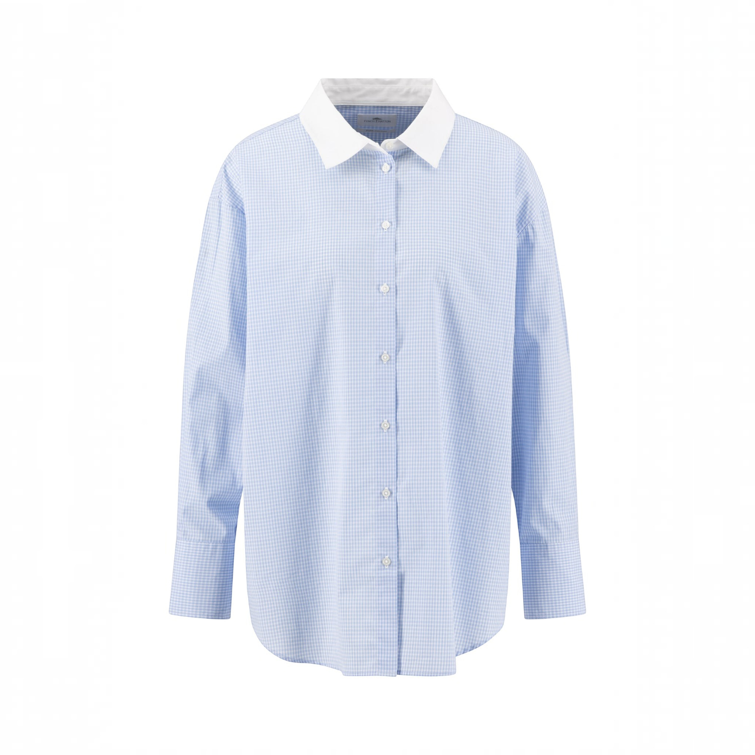 Fynch-Hatton - Ladies Blouse - Mini Check Collar - Powder Blue - 26101143 639 - Wildvine Clothing, Spalding, Lincolnshire