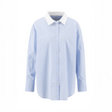 Fynch-Hatton - Ladies Blouse - Mini Check Collar - Powder Blue - 26101143 639 - Wildvine Clothing, Spalding, Lincolnshire