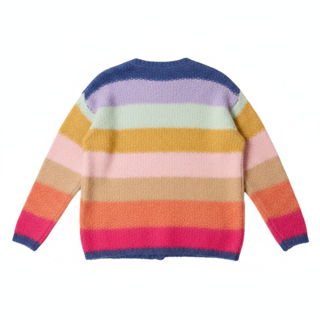 Wild Flower - Ladies - Rainbow Striped Knit Cardigan - Multi Colour - Wildvine Clothing, Spalding, Lincolnshire