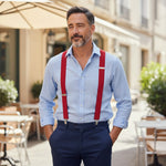 Hunt & Holditch - Mens - Plain Maroon Braces-Feathered Silver Clip - One Size - Wildvine Clothing, Spalding, Lincolnshire