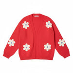 Wild Flower - Ladies - Flocking Daisy Open Knit Cardigan - Berry - Wildvine Clothing, Spalding, Lincolnshire