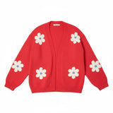 Wild Flower - Ladies - Flocking Daisy Open Knit Cardigan - Berry - Wildvine Clothing, Spalding, Lincolnshire