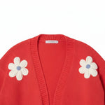 Wild Flower - Ladies - Flocking Daisy Open Knit Cardigan - Berry - Wildvine Clothing, Spalding, Lincolnshire