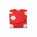 Wild Flower - Ladies - Flocking Daisy Open Knit Cardigan - Berry - Wildvine Clothing, Spalding, Lincolnshire