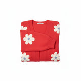 Wild Flower - Ladies - Flocking Daisy Open Knit Cardigan - Berry - Wildvine Clothing, Spalding, Lincolnshire