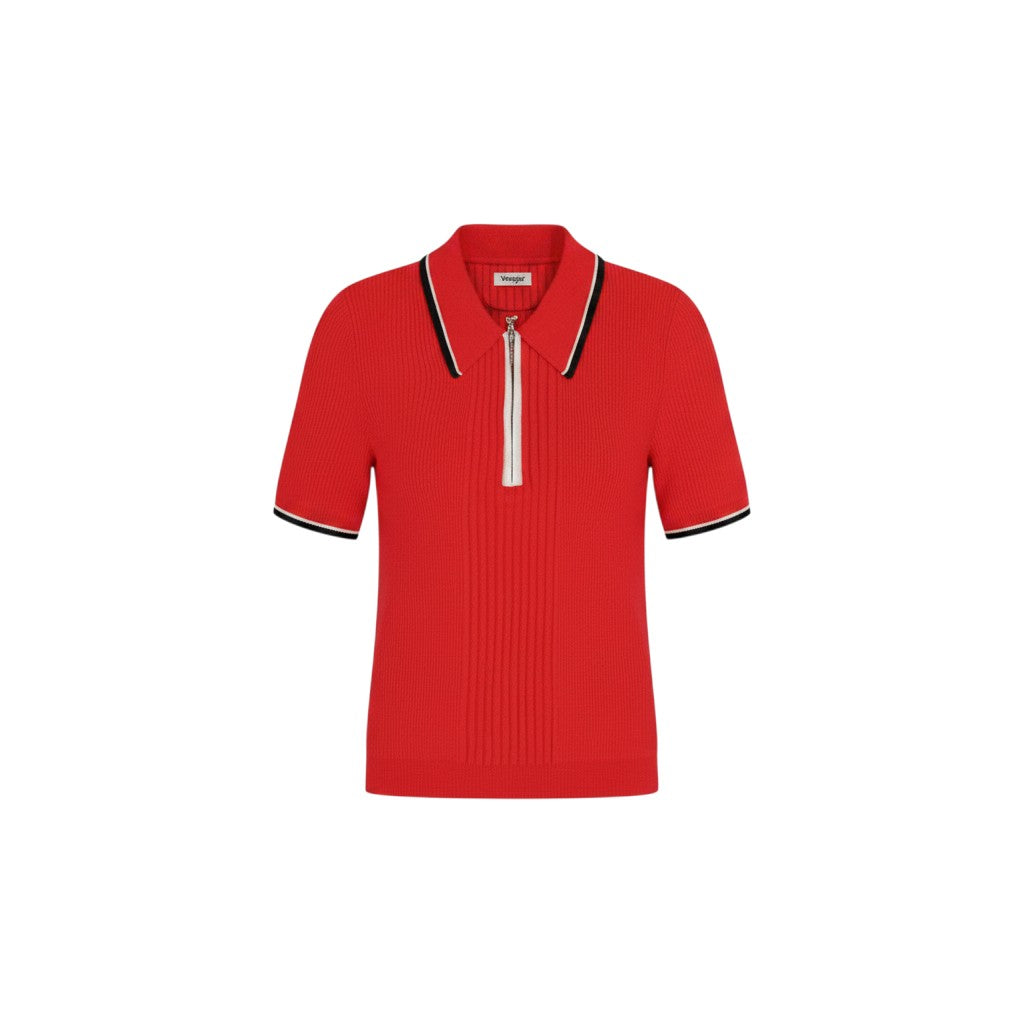 Wrangler Womens - Quater Zip Polo - Flame Scarlet - Wildvine Clothing, Spalding, Lincolnshire