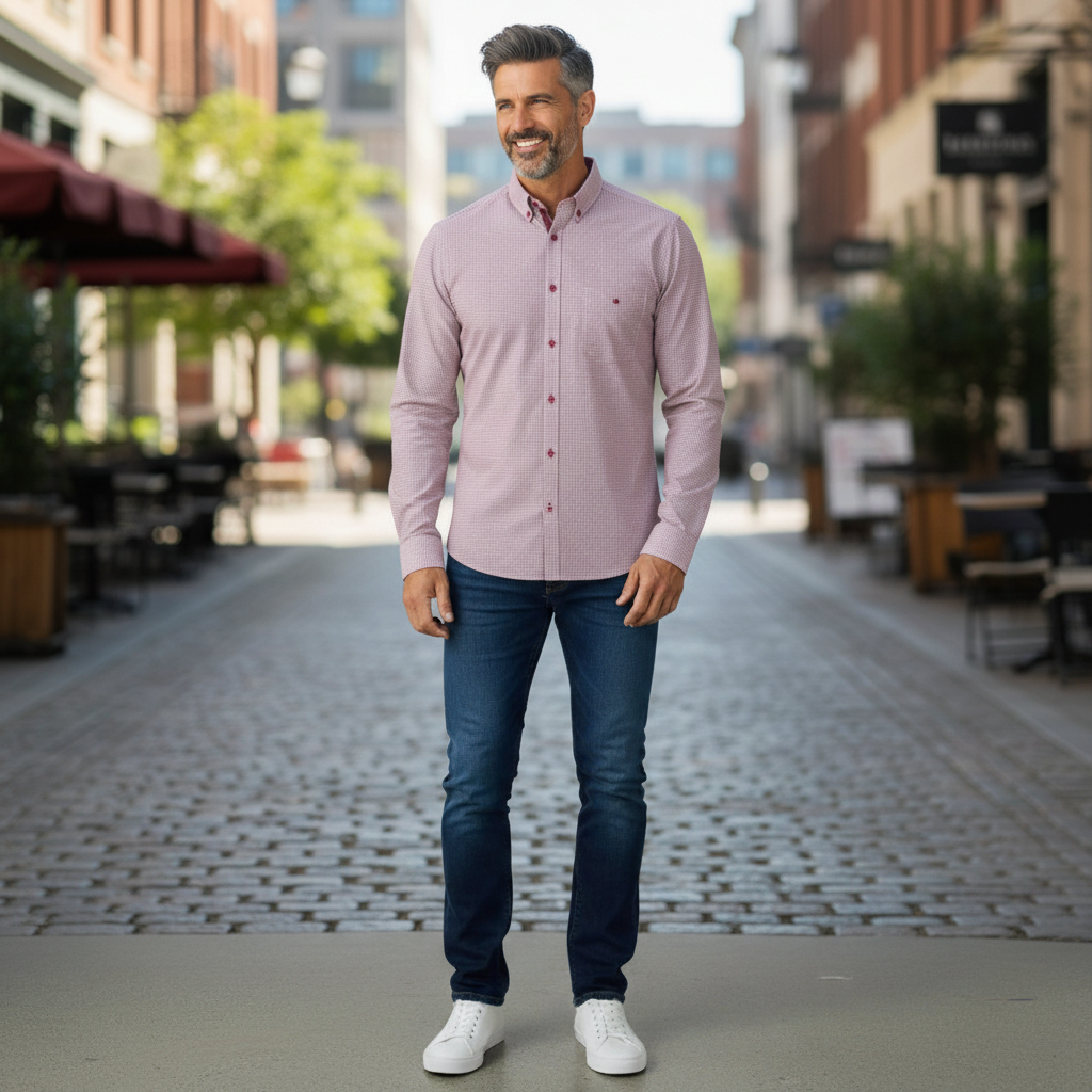 DG's Drifter Mens - Giovanni Long Sleeve Casual Shirt - Red - 114172-66 - Wildvine Clothing, Spalding, Lincolnshire