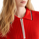 Wrangler Womens - Quater Zip Polo - Flame Scarlet - Wildvine Clothing, Spalding, Lincolnshire