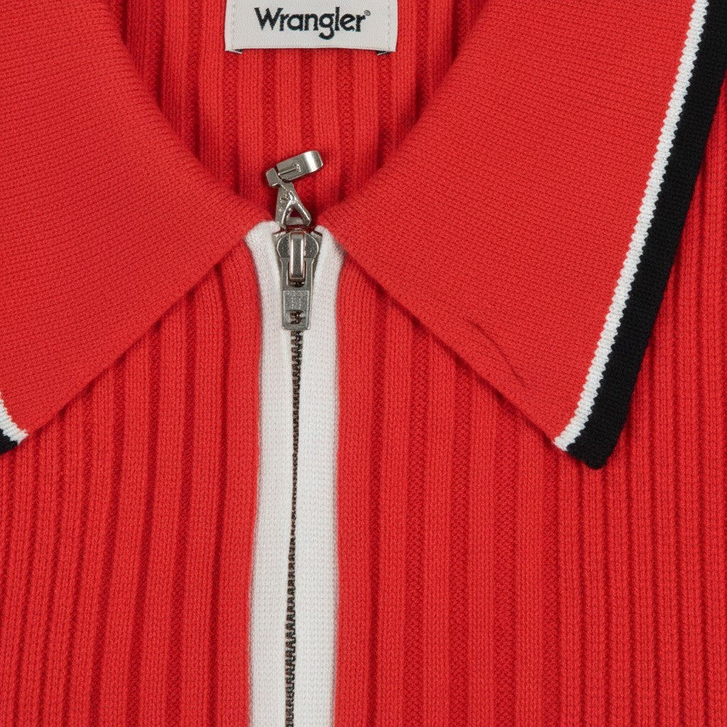 Wrangler Womens - Quater Zip Polo - Flame Scarlet - Wildvine Clothing, Spalding, Lincolnshire