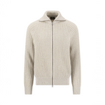 Fynch-Hatton - Mens Knitwear - 2-Tone Ribbed Zip Cardigan - Snow White - 1609618 829 - Wildvine Clothing, Spalding, Lincolnshire