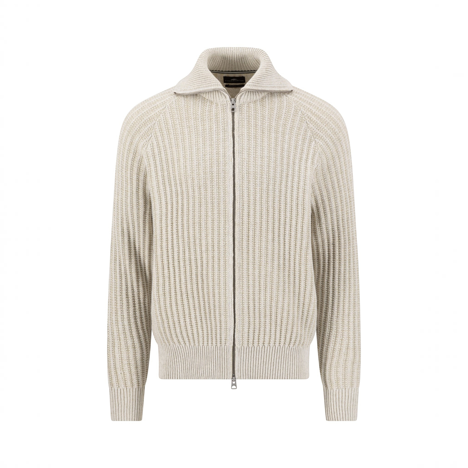 Fynch-Hatton - Mens Knitwear - 2-Tone Ribbed Zip Cardigan - Snow White - 1609618 829 - Wildvine Clothing, Spalding, Lincolnshire
