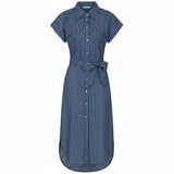 Alice Collins - Rochelle Stripe Dress - Rich Navy/Wild Oat - Wildvine Clothing, Spalding, Lincolnshire