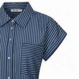 Alice Collins - Rochelle Stripe Dress - Rich Navy/Wild Oat - Wildvine Clothing, Spalding, Lincolnshire