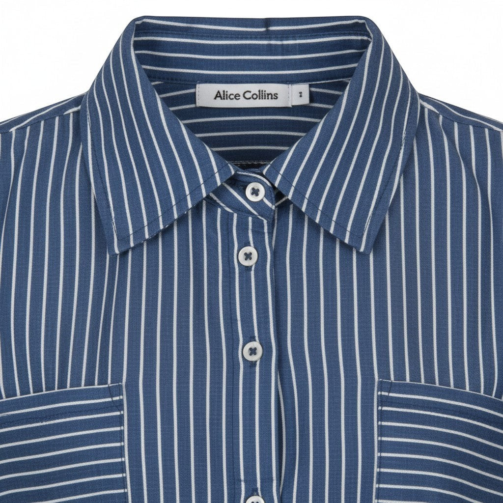 Alice Collins - Rochelle Stripe Dress - Rich Navy/Wild Oat - Wildvine Clothing, Spalding, Lincolnshire