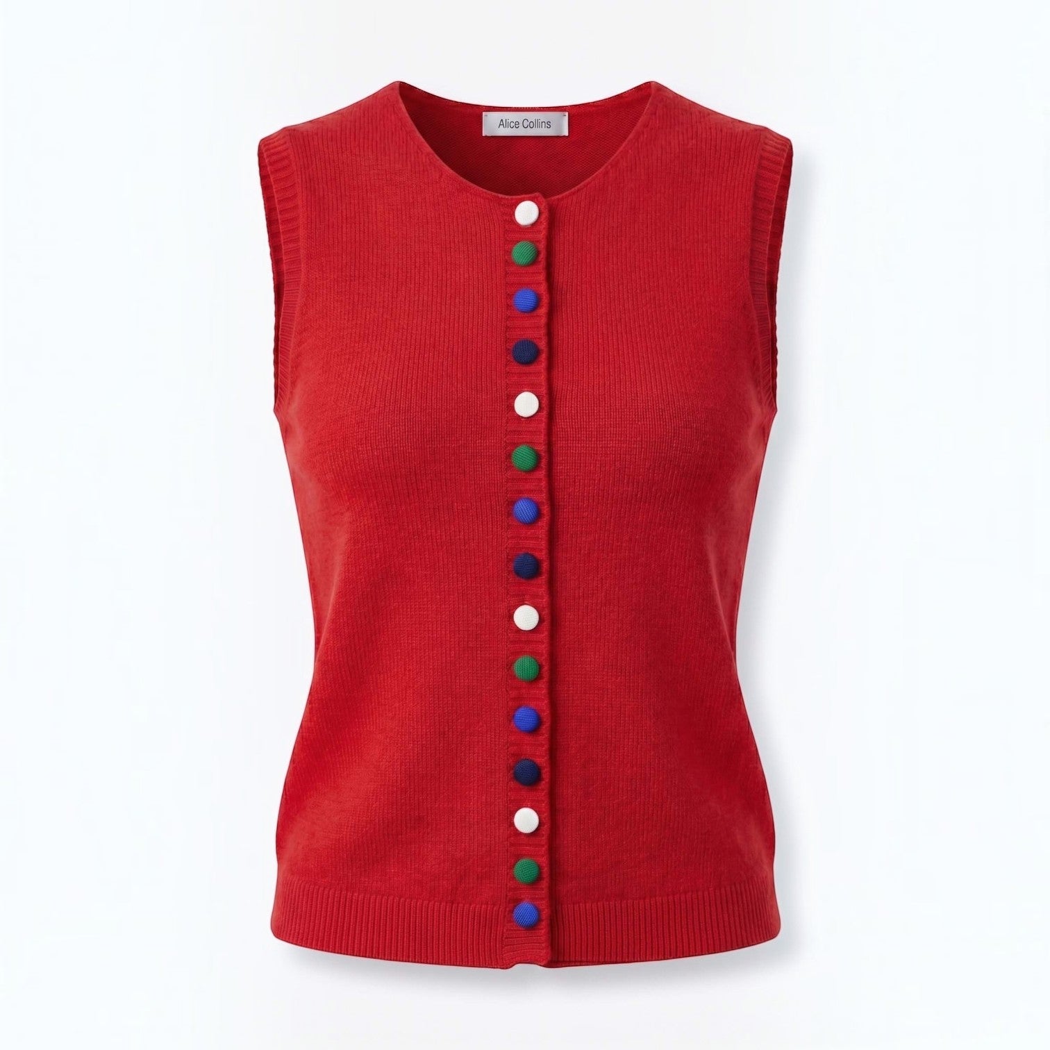 Alice Collins - Cindy Waistcoat - Ruby - 037A124 - Wildvine Clothing, Spalding, Lincolnshire