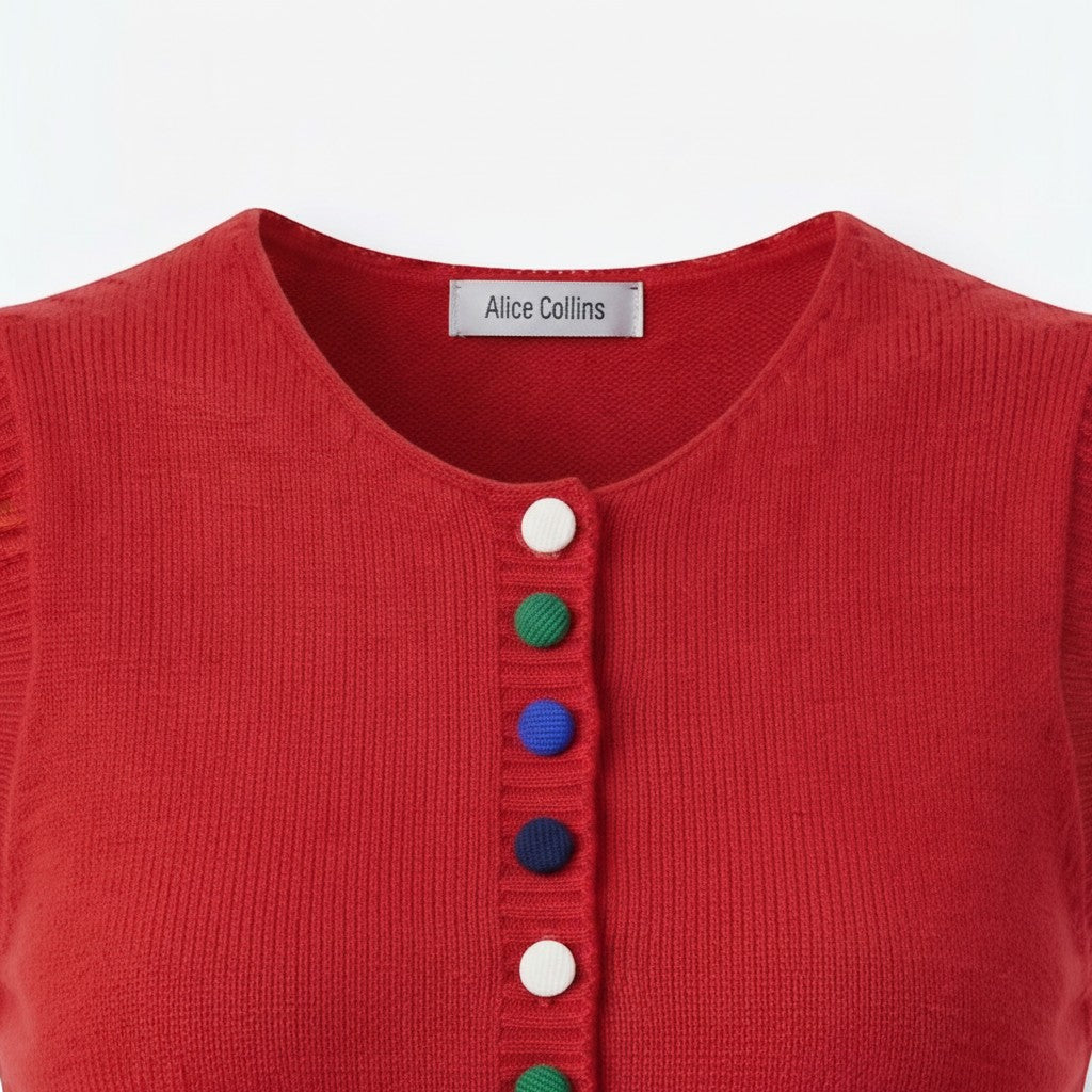 Alice Collins - Cindy Waistcoat - Ruby - 037A124 - Wildvine Clothing, Spalding, Lincolnshire