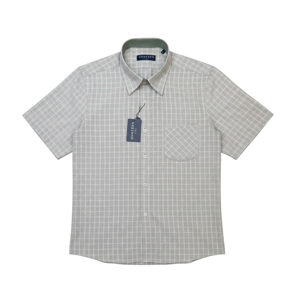Gurteen - Mens - Seville - Modern Fit / Short Sleeved - Sage Check 817 - Wildvine Clothing, Spalding, Lincolnshire