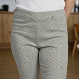 Pinnns - Ladies - Slim Leg Bengaline Ankle Grazer With Back Split - Sage Geo 302CT - Wildvine Clothing, Spalding, Lincolnshire