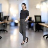 Pinnns - Ladies - Essential 27" Elasticated Waist Flannel Trouser - Iris - Salt & Pepper - Wildvine Clothing, Spalding, Lincolnshire