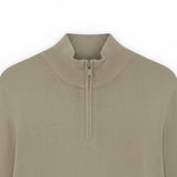 WILDVINE Clothing Co. Lyle & Scott sandstorm beige merino wool quarter zip jumper with tonal eagle logo