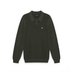 WILDVINE Clothing Co. Lyle & Scott shadow slate waffle knit long sleeve polo shirt with signature yellow logo