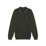 WILDVINE Clothing Co. Lyle & Scott shadow slate waffle knit long sleeve polo shirt with signature yellow logo