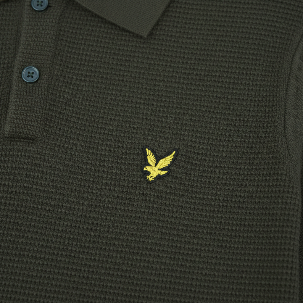 Lyle & Scott - Mens Panelled Waffle Knitted Polo - Shadow Slate - KN2570V Y321 - Wildvine Clothing, Spalding, Lincolnshire