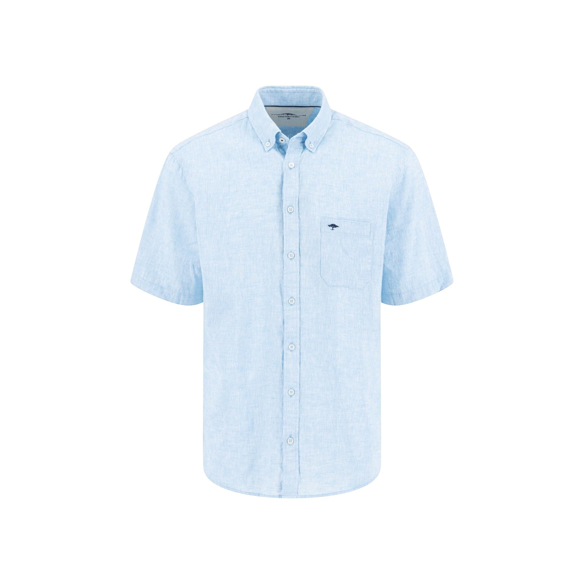 Fynch-Hatton Men's Summer Linen Short Sleeve Casual Shirt - Sky Blue - Wildvine Clothing, Spalding, Lincolnshire
