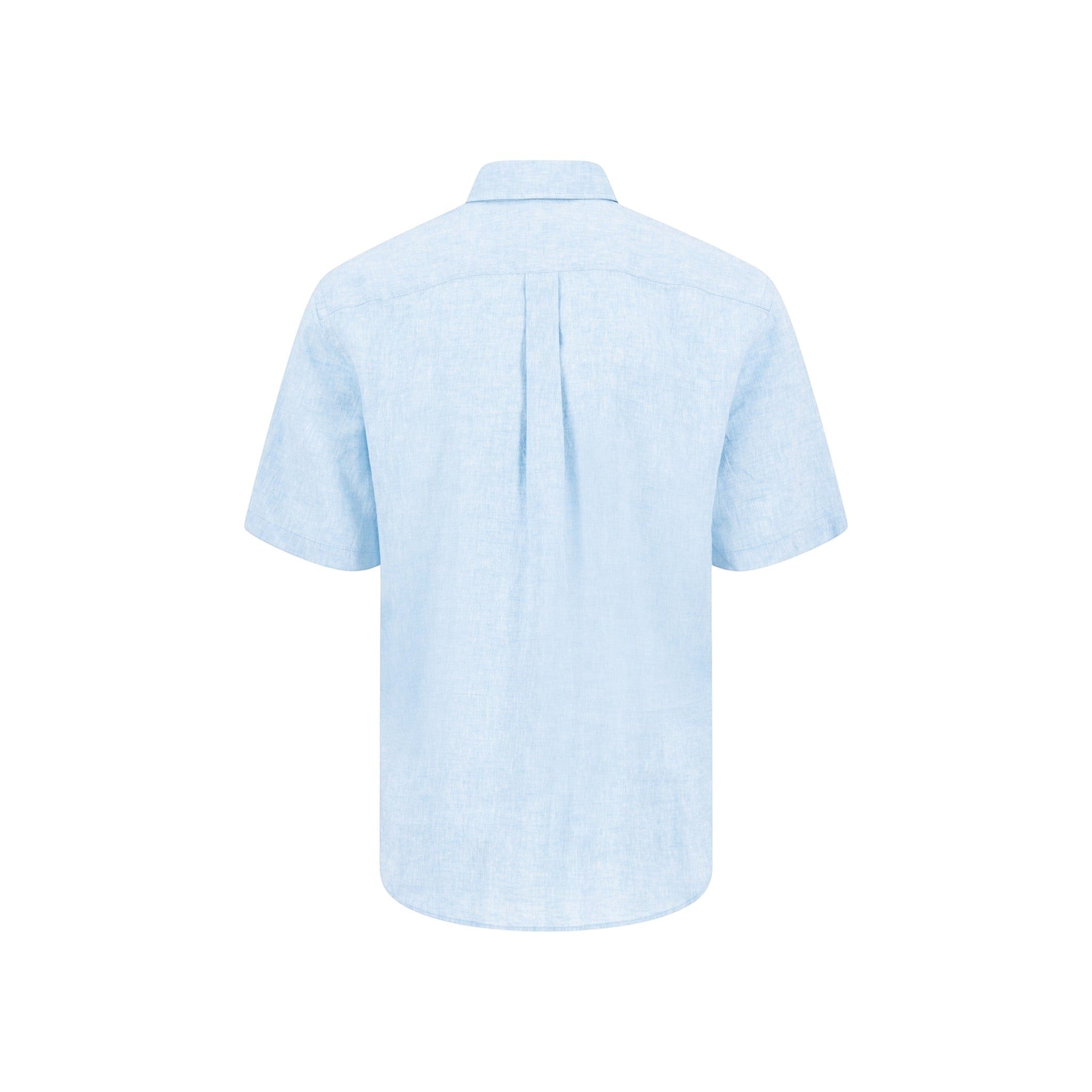 Fynch-Hatton Men's Summer Linen Short Sleeve Casual Shirt - Sky Blue - Wildvine Clothing, Spalding, Lincolnshire
