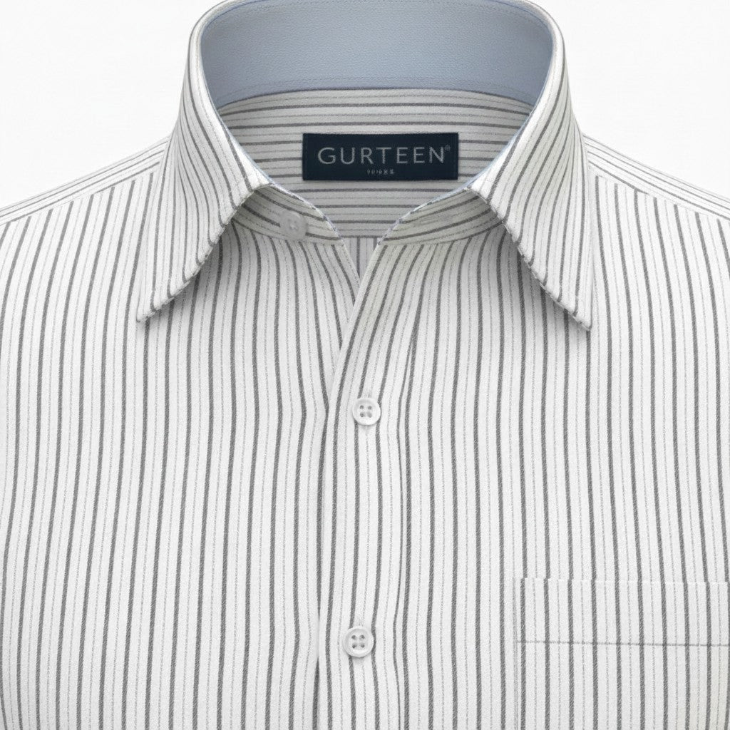 Gurteen - Mens - Seville - Modern Fit / Short Sleeved - Sky Stripe 530 - Wildvine Clothing, Spalding, Lincolnshire