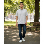 Gurteen - Mens - Seville - Modern Fit / Short Sleeved - Sky Stripe 530 - Wildvine Clothing, Spalding, Lincolnshire