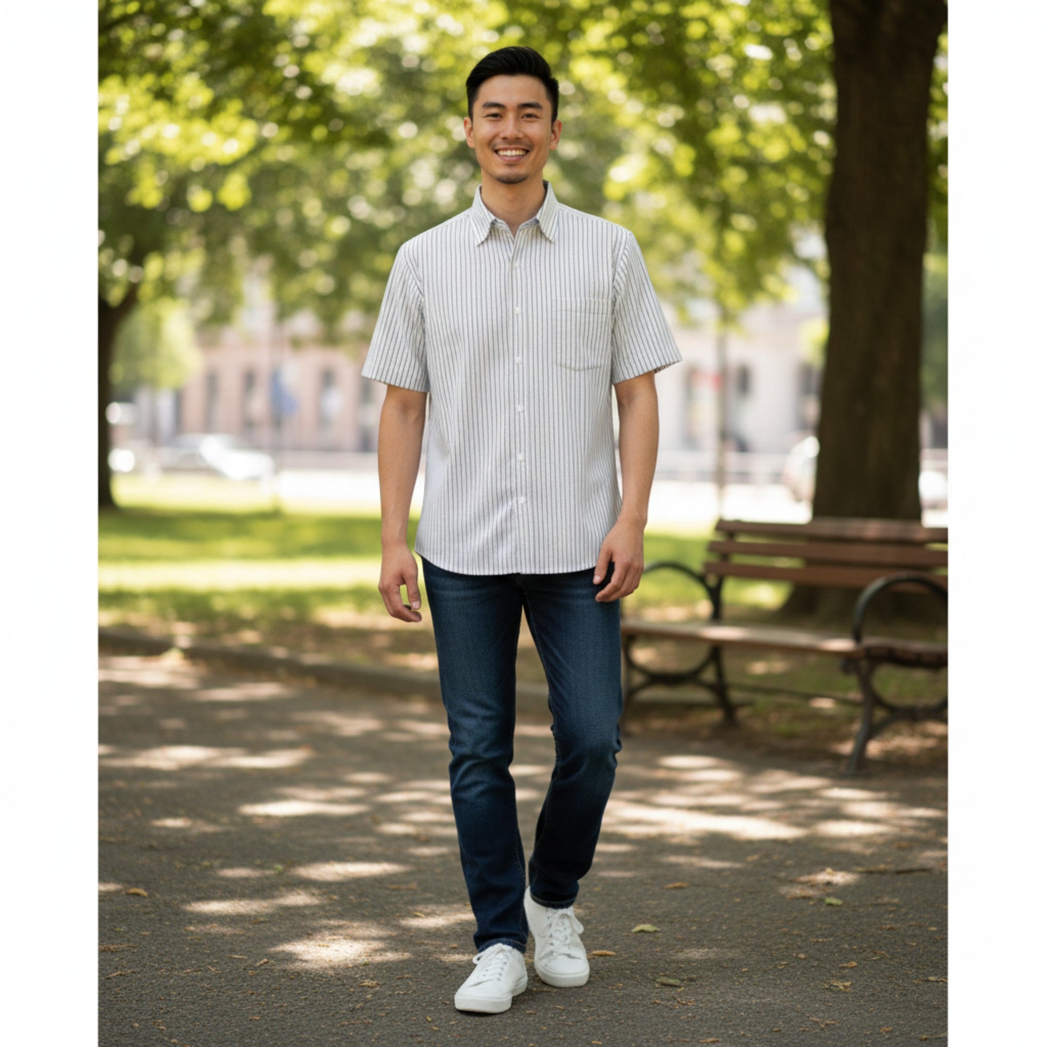 Gurteen - Mens - Seville - Modern Fit / Short Sleeved - Sky Stripe 530 - Wildvine Clothing, Spalding, Lincolnshire