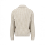 Fynch-Hatton - Mens Knitwear - 2-Tone Ribbed Zip Cardigan - Snow White - 1609618 829 - Wildvine Clothing, Spalding, Lincolnshire
