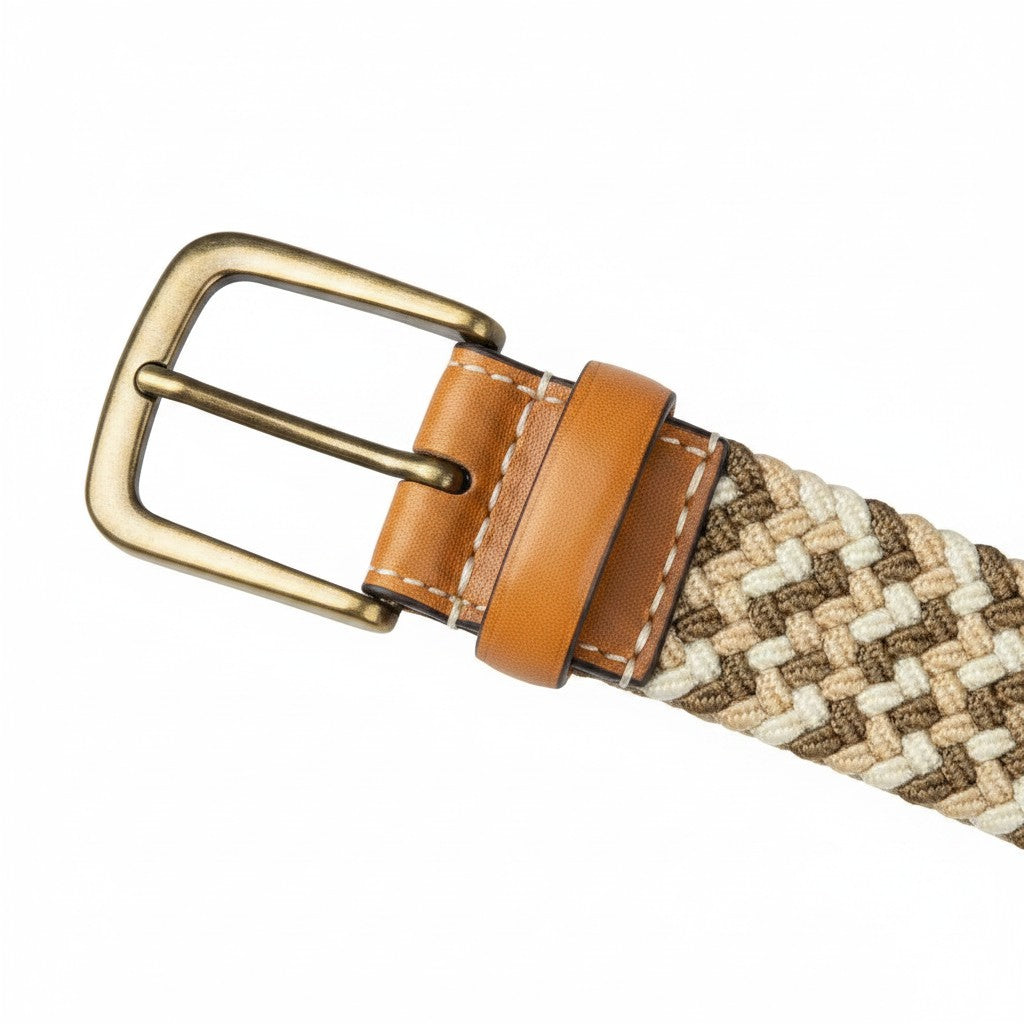 Dents - Mens Belt - Stretch Elastic Webbing Belt - Camel / Ivory - Wildvine Clothing, Spalding, Lincolnshire