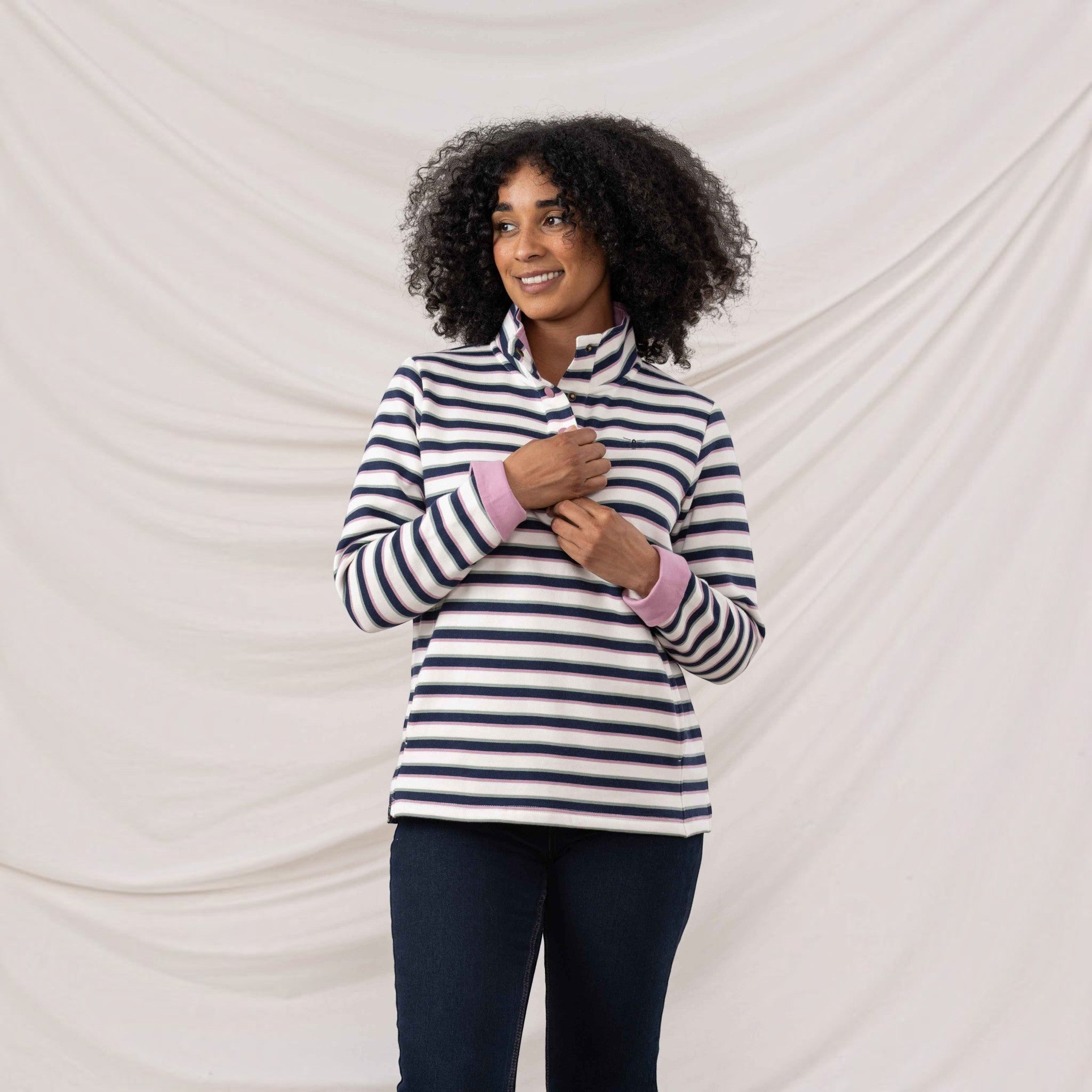 Lighthouse - Ladies Haven II Jersey - Navy Sage Rose Stripe - Wildvine Clothing, Spalding, Lincolnshire