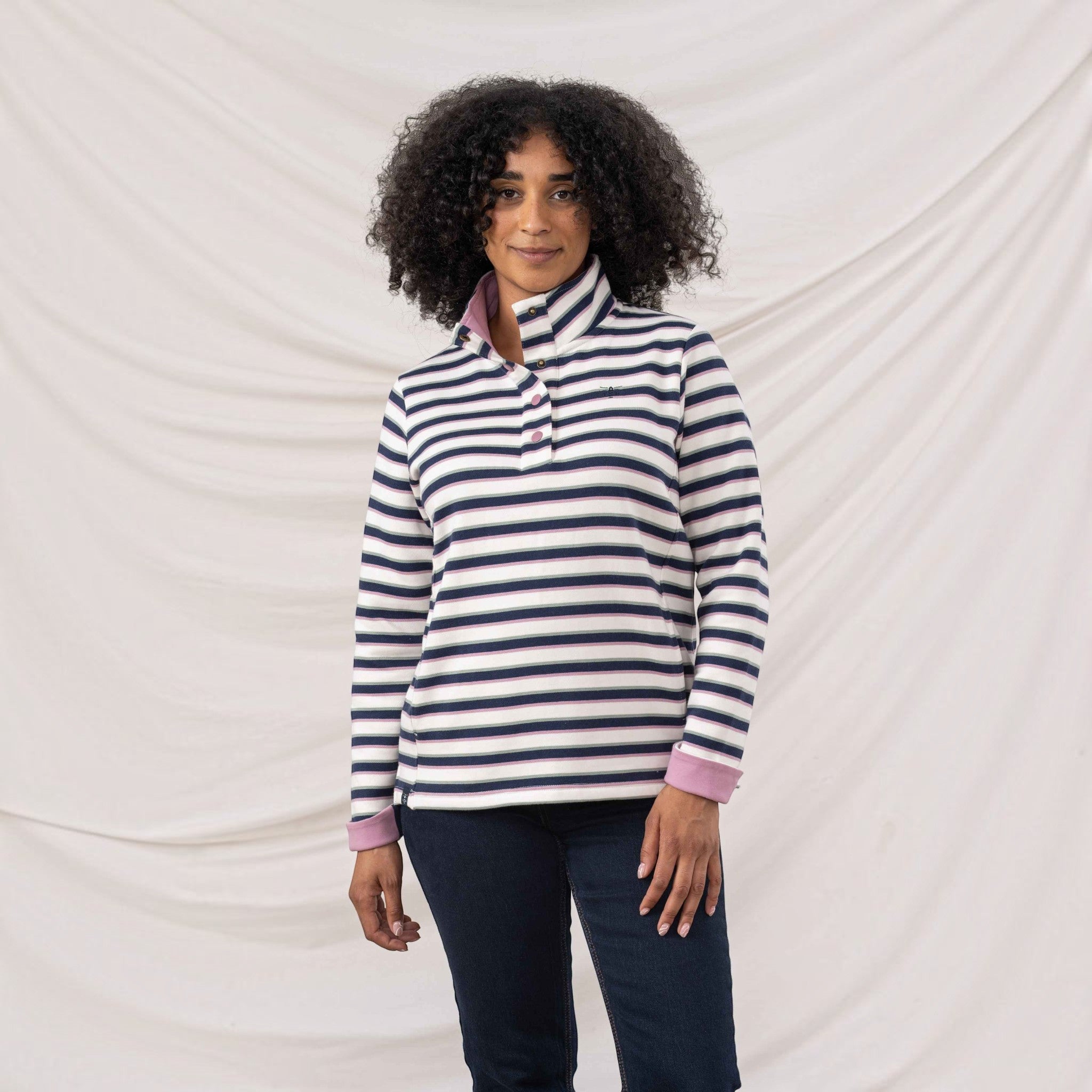 Lighthouse - Ladies Haven II Jersey - Navy Sage Rose Stripe - Wildvine Clothing, Spalding, Lincolnshire
