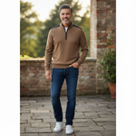 DG's Drifter Mens - Half Zip Sweatshirt - Tan - 553 55222 43 - Wildvine Clothing, Spalding, Lincolnshire